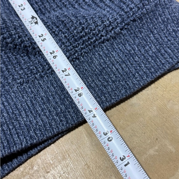 L.L. Bean Organic Cotton Waffle Cardigan Sweater Size XL Blue Shawl Collar - Picture 8 of 8